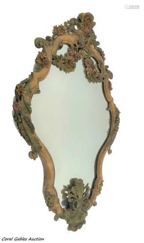 Antique Pair Of Venetian Hand Carved Wood Mirror