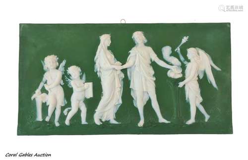 Volkstedt Jasperware Plaque ca 1890s -1910s