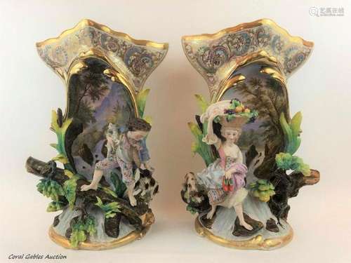 Pair of Old Paris Porcelain Vases