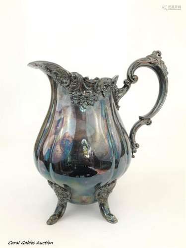 Antique silver plated pitcher signed Baroque