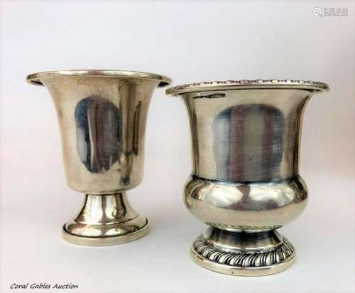 Two antique silver sterling glasses