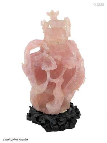 Chinese Carved Pink Rose Quartz Figural Snuff Bottle