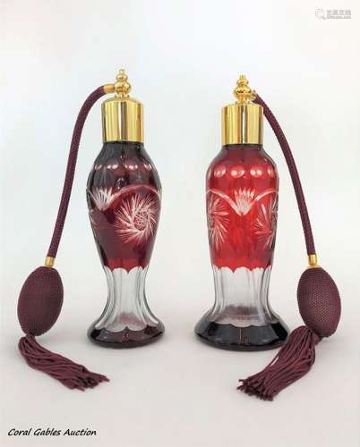 Pair of rubi glass perfumers