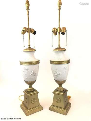 Pair of biscuit lamps