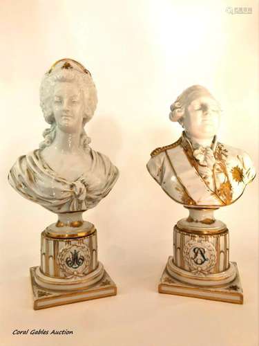 Porcelain Sevres Busts Louis XVI and Marie Antoinette