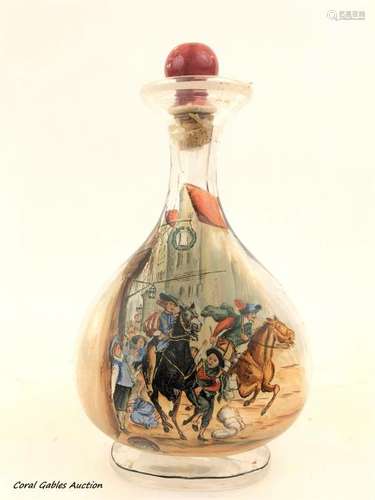 Spanish hand painted liquor bottle