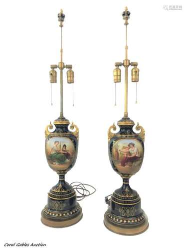 Pair of porcelain lamps Royal Vienna style