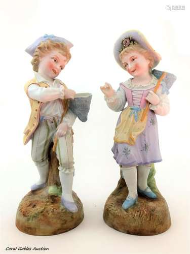 Pair of Antique Biscuit. Signed