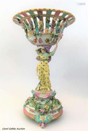 Sitzendorf Figural Porcelain Compote