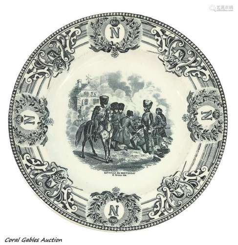 Napoleonic porcelain plate signed Boch Freres Keramis