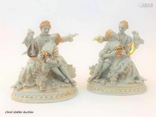 Pair of porcelain figures. Signed Hinode Japan.