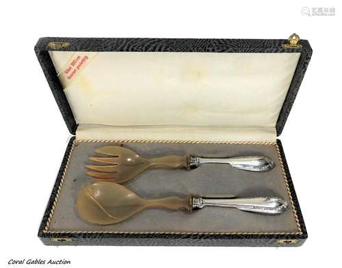 Antique/Vintage German Salad Serving Set - 800 Silver