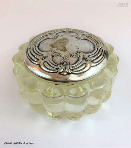 Antique glass and metal jewelry box