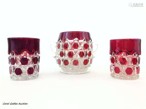 Three Cut Red Glass Piece