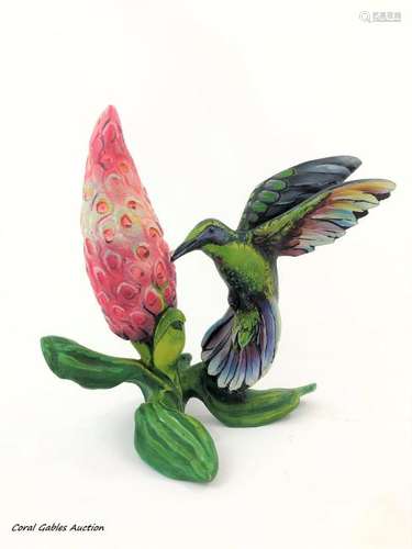 Wooden hummingbird Figure.