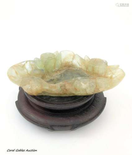 Chinese Carved Green Quartz Ashtray