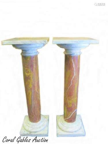 Antique Italian Pair Marble Pedestals