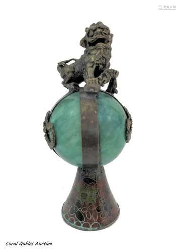 Antique Japanese bronze and turquoise seal