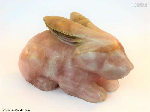 Rose Quartz rabbit figure