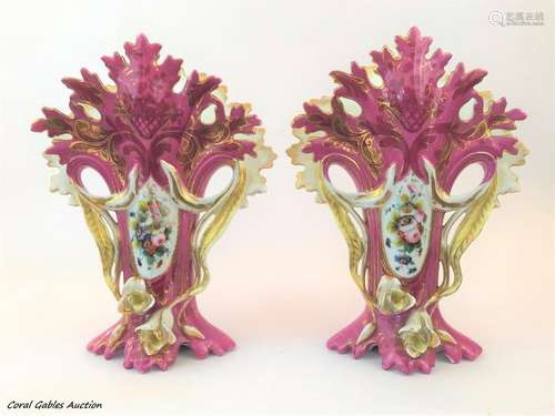 Antique Pair of Old Paris vases