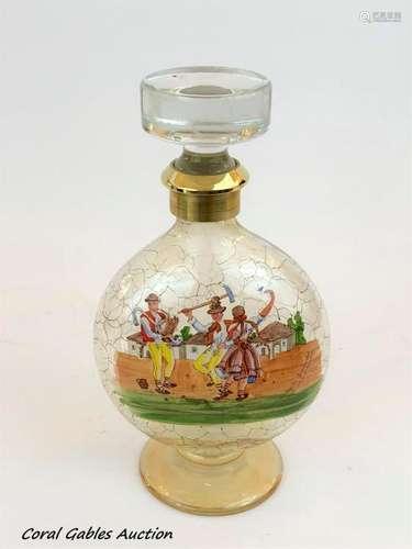 Spanish hand painted liquor bottle