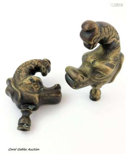 Chinese Bronce Pair of Lamps Terminals