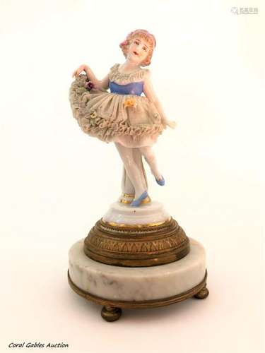 Antique Porcelain Figure with Bronze Base