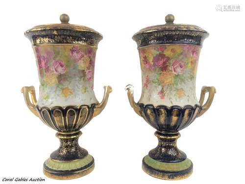 Pair of Limoges Porcelain Vases