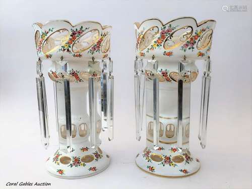 Pair of Bohemian Glass Lustres