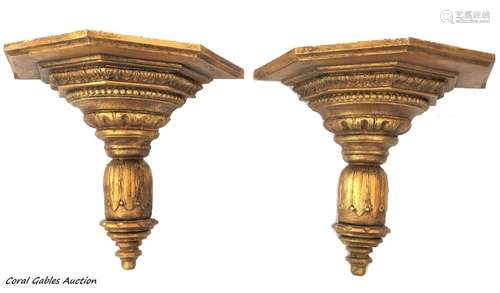 Pair of Gilt Wood Brackets