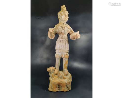 CHINESE TANG TERRACOTTA GUARDIAN