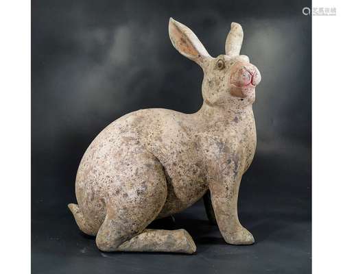 CHINESE HAN WHITE TERRACOTTA RABBIT- TL TESTED