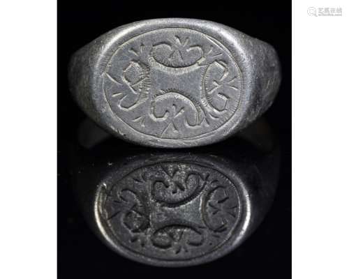 VIKING SILVER RING WITH RUNIC