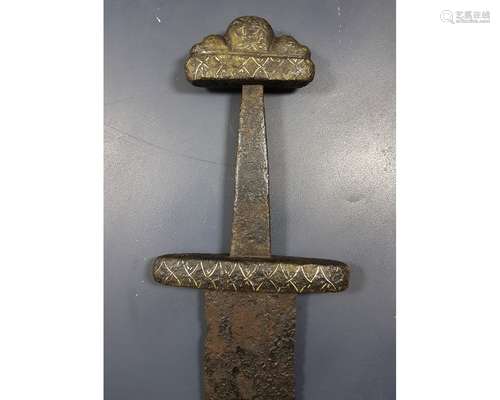 VIKING IRON SWORD WITH SILVER INLAY