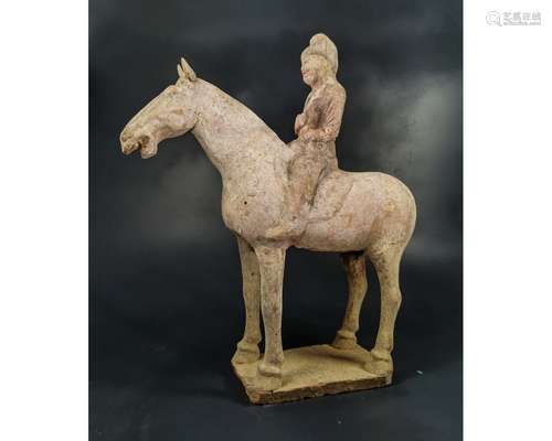 CHINESE TERRACOTTA HORSE & RIDER - TL TESTED