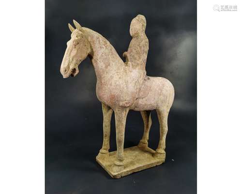 CHINESE TERRACOTTA HORSE & RIDER - TL TESTED