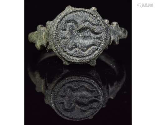 ROMANO-CELTIC BRONZE RING WITH SNAKES