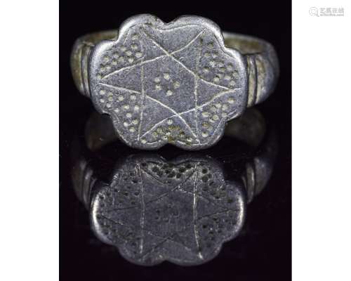 MEDIEVAL HEXAGRAM MAGIC BRONZE RING