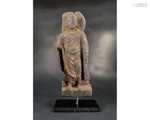 GANDHARA SCHIST PANEL OF STANDING BUDDHA