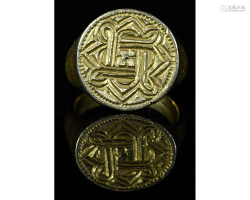 RARE ROMAN SILVER GILT PHILOSOPHER'S RING