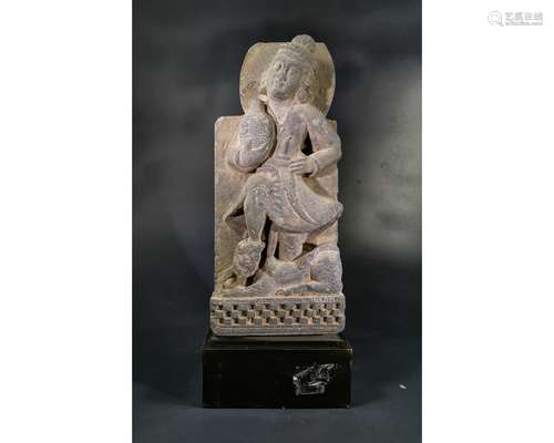 GANDHARA SCHIST PANEL OF VAJRAPANI IN HUMAN FORM