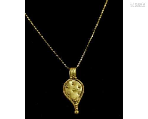 GREEK HELLENISTIC PERIOD GOLD TEARDROP PENDANT