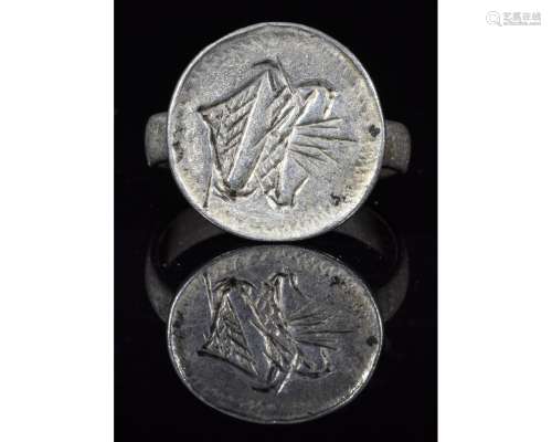MEDIEVAL FRENCH CRUSADERS SILVER RING WITH INITIALS