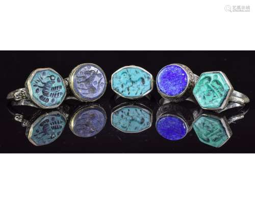 COLLECTION OF POST MEDIEVAL TRIBAL INTAGLIO RINGS