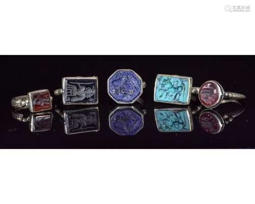 COLLECTION OF POST MEDIEVAL TRIBAL INTAGLIO RINGS