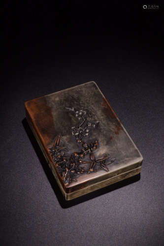 A SONG HUA STONE INK SLAB CARVED IN PLUM FLOWERS