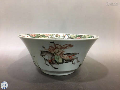 A KANGXI MARK WUCAI BOWL WITH STORY PAINTED