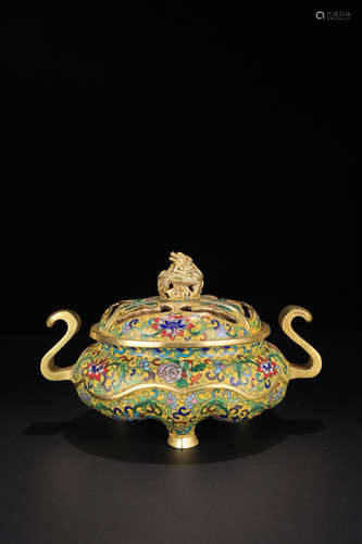 GILT BRONZE CLOISONNE CENSER