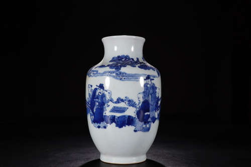 BLUE&WHITE VASE WITH STORY PAINTING