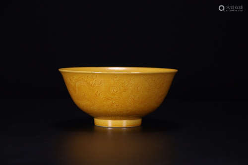 KANGXI MARK YELLOW GLAZE GUANWARE BOWL